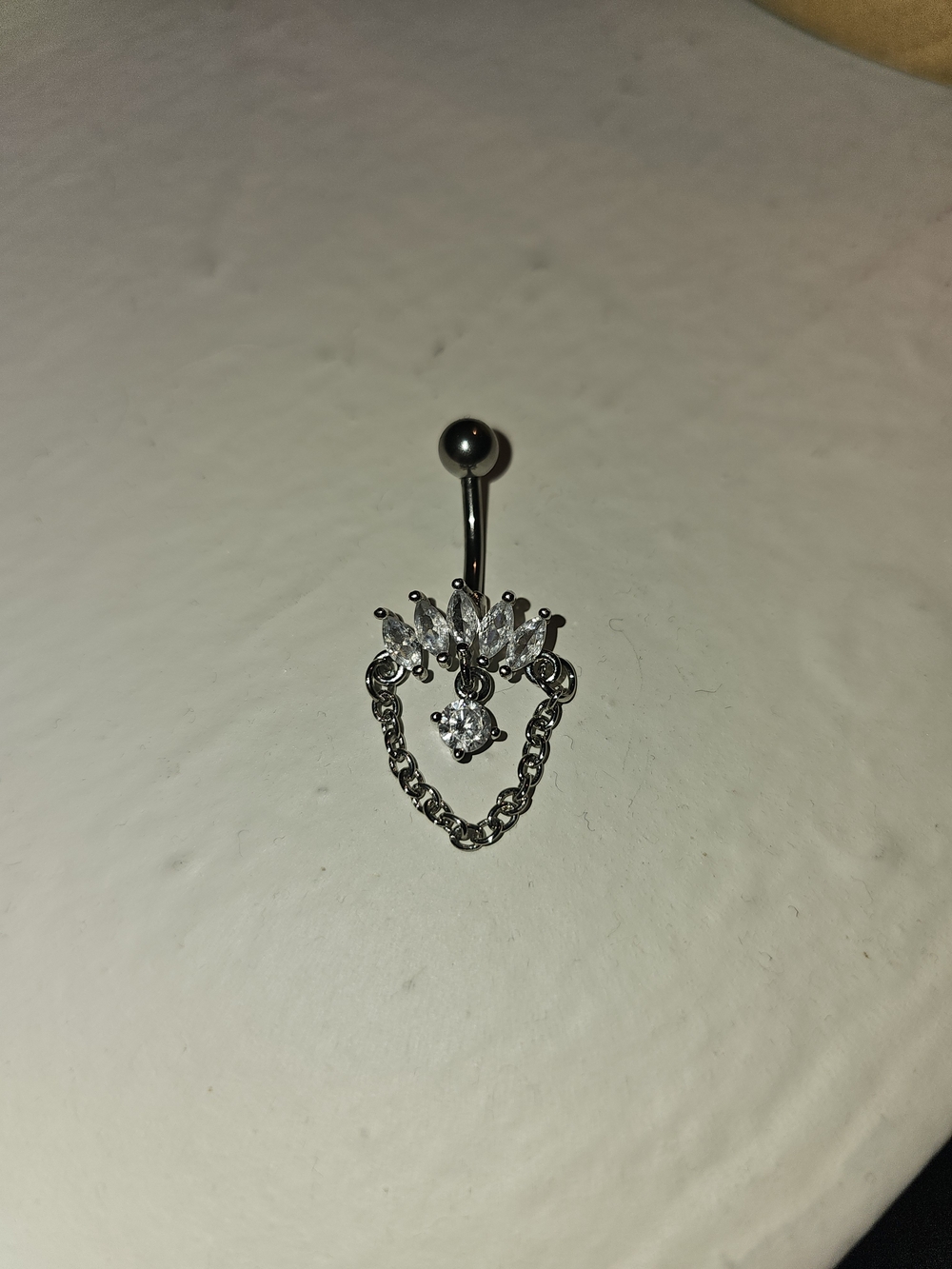 Pandora Silver Clear CZ Dangle Belly Ring